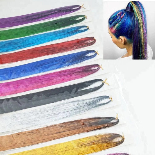 Estensione per capelli in seta colorata a strisce, lunghezza 100 cm, effetto dorato, ideale per feste