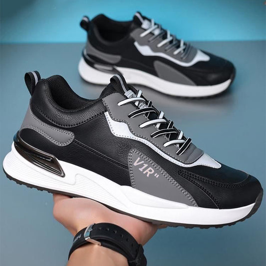 Sneakers uomo casual con suola morbida e lacci a contrasto, adatte per la corsa e lo sport