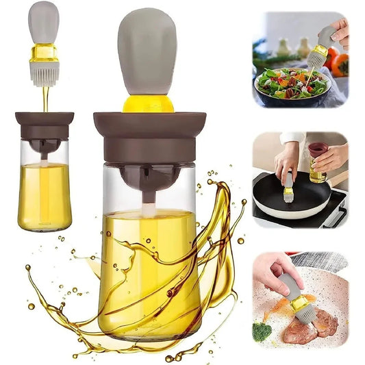 2 in 1: Spruzzatore in silicone per cucinare fritture cuocere e dispenser di olio