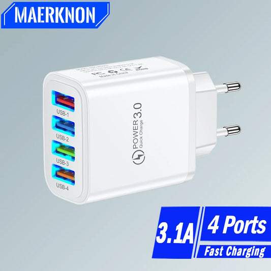 Caricatore USB Rapido 5V 3A per Smartphone per viaggio, caricatore per telefoni/ cellulari portatili