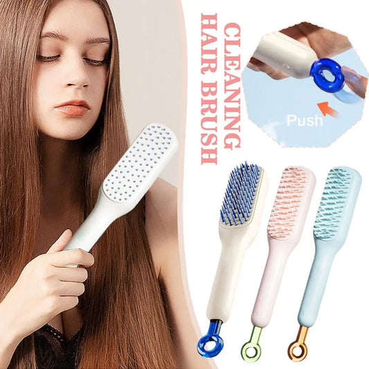 Pettine per capelli automatico per donne, spazzola massaggiante anti-statica portatile con denti elastici densi